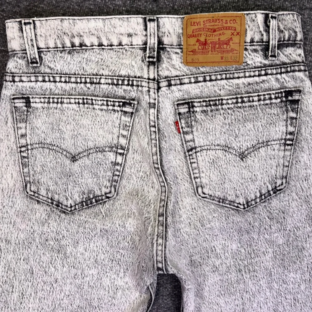Vintage 80s Levis 505 Jeans Mens 31x31 Acid Wash Grey Made in USA Straight Leg
